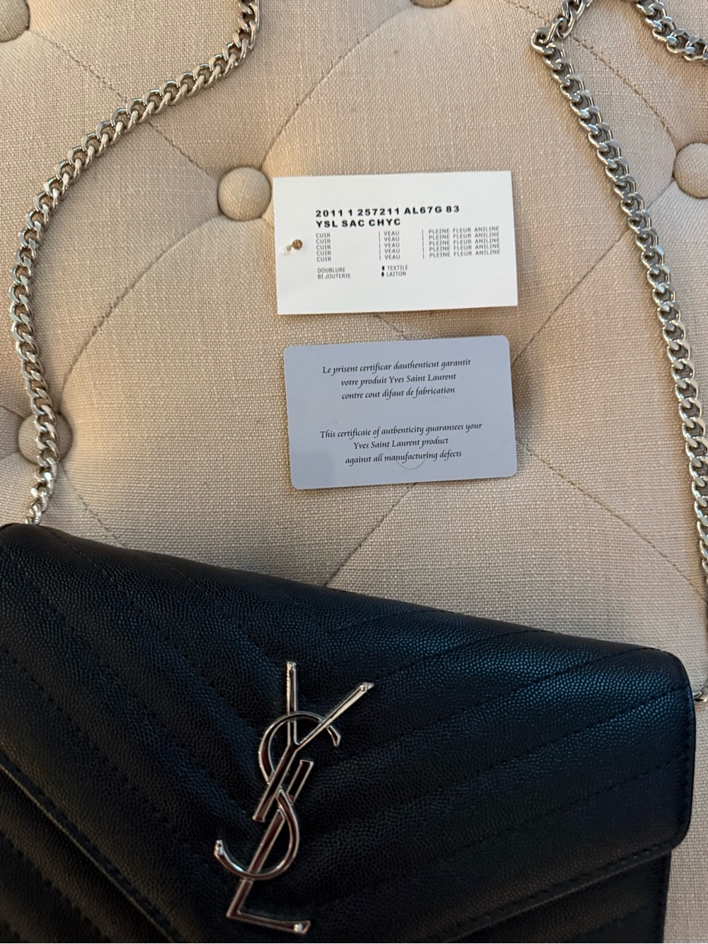 Black Quilted Crossbody Silver Chain - Picture 9 of 14